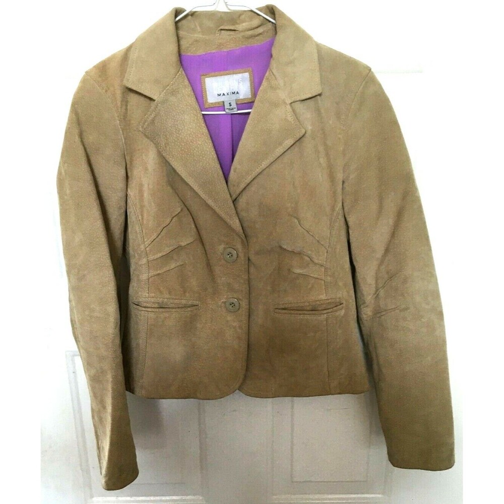 Wilson's Leather Maxima Suede Jacket Women's Small Beige EUC Free Shipping